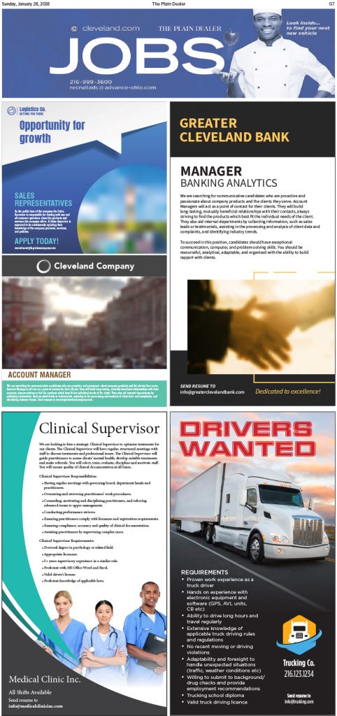 advertisements in newspapers for jobs